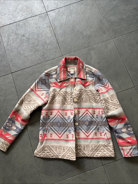 red river Jackets & Blazers - Women's Aztec Print Wool-Blend Jacket - Red Multi